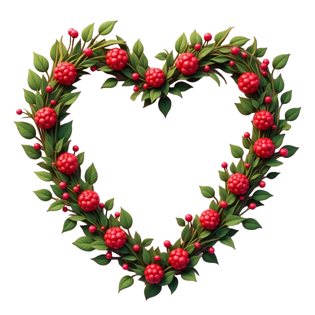 Heart-Shaped Wreath with Berries and Leaves